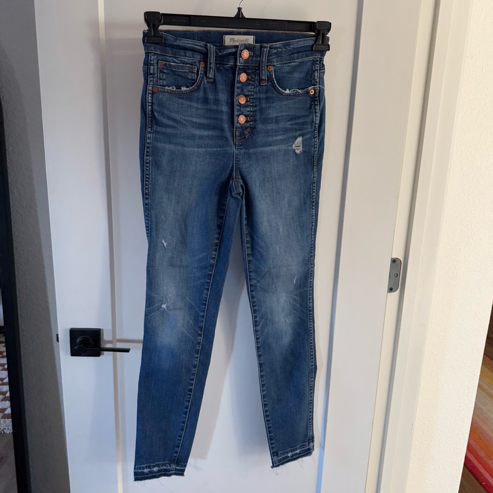 Madewell 10” Skinny high rise dark blue jeans